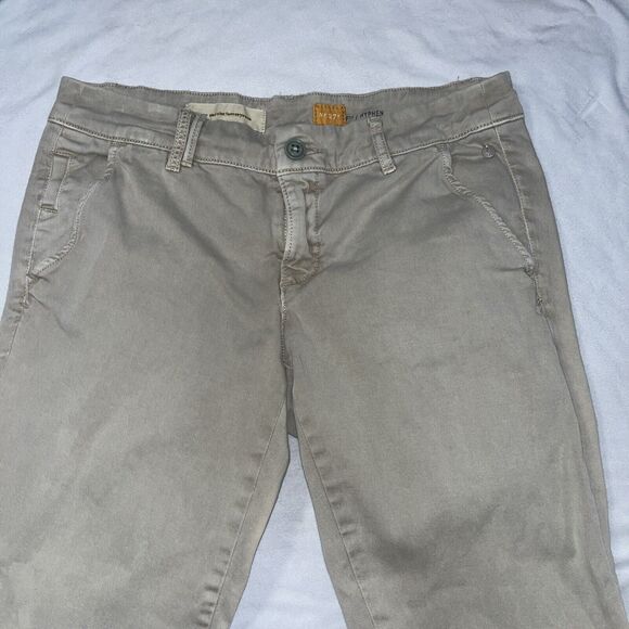 Pilcro Pants Womens 27 Hyphen Chino Mid Rise Tan Pockets Stretchy Slim Tapered - Picture 3 of 11